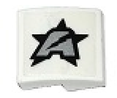 Slope, Curved 2 x 2 with Silver Letter A on Black Star Ultra Agents Logo Pattern Model Left (Sticker) - Sets 70162 / 70170