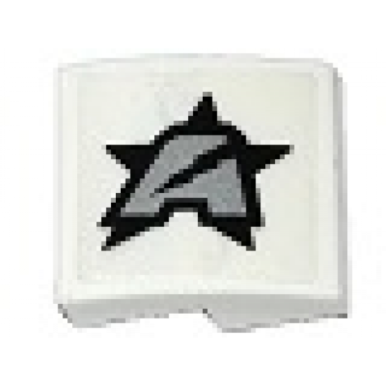 Slope, Curved 2 x 2 with Silver Letter A on Black Star Ultra Agents Logo Pattern Model Left (Sticker) - Sets 70162 / 70170
