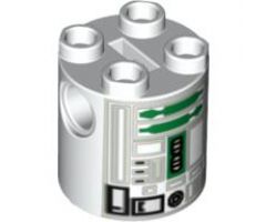 Brick, Round 2 x 2 x 2 Robot Body with Gray Lines and Green Pattern (R2-R7)