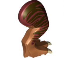 Animal, Body Part Dinosaur Leg Large (Rear) Tyrannosaurus rex with Pin, Tan Claws and Dark Brown Stripes on Dark Red Pattern - Right