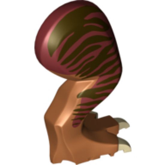 Animal, Body Part Dinosaur Leg Large (Rear) Tyrannosaurus rex with Pin, Tan Claws and Dark Brown Stripes on Dark Red Pattern - Right