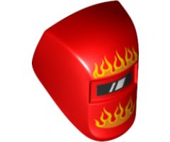 Minifigure, Headgear Accessory Visor Welding with Flames Orange and Yellow Pattern