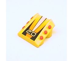 Brick, Modified 2 x 2 No Studs, Sloped with 6 Side Pistons Raised and '20' Pattern