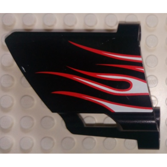 Technic, Panel Fairing #23 Large Short, Small Hole, Side B with White Flames with Red Border Pattern (Sticker) - Set 8682