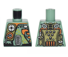 Torso Olive Green, Orange and Silver Mechanical Pack and Body Armor Pattern