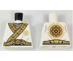 Torso Ninjago Tunic with Gold Trim Over Light Gray Shirt and Gold Flower Symbol on Back Pattern
