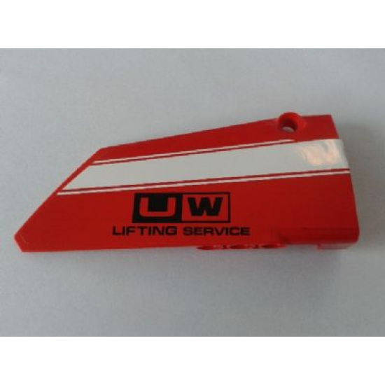 Technic, Panel Fairing #18 Large Smooth, Side B with White Stripe and 'UW LIFTING SERVICE' Pattern (Sticker) - Set 8258