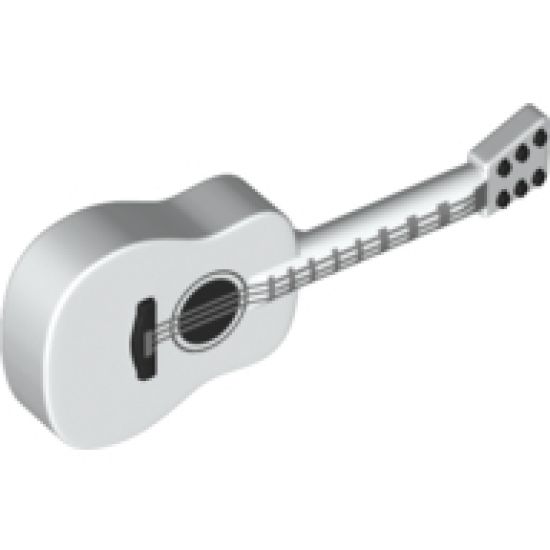 Minifigure, Utensil Guitar Acoustic with Silver Strings, Black Tuning Knobs Pattern