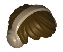 Minifigure, Hair Short Tousled with Dark Tan Earmuffs Pattern