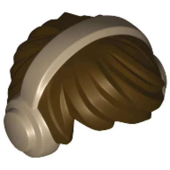 Minifigure, Hair Short Tousled with Dark Tan Earmuffs Pattern