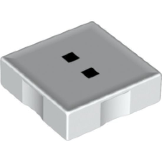 Duplo, Tile 2 x 2 with Black Colon (:) Pattern
