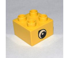 Duplo, Brick 2 x 2 with Black and White Teardrop Eye Pattern on Both Sides