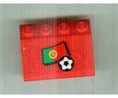 Slope 33 3 x 4 with Flag of Portugal and Soccer Ball on Transparent Background Pattern (Sticker) - Set 3407