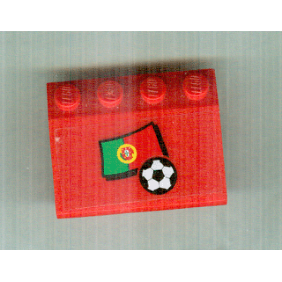 Slope 33 3 x 4 with Flag of Portugal and Soccer Ball on Transparent Background Pattern (Sticker) - Set 3407