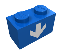 Brick 1 x 2 with White Down Arrow Pattern