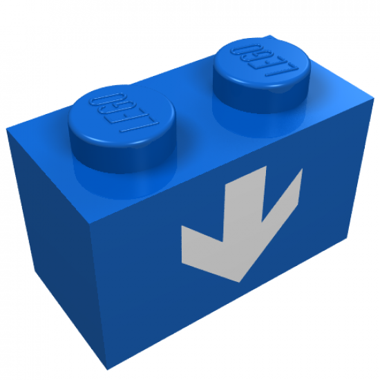 Brick 1 x 2 with White Down Arrow Pattern