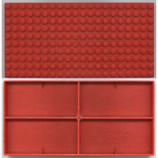 Brick 10 x 20 without Bottom Tubes, with '+' Cross Support and 4 Side Supports (early Baseplate)