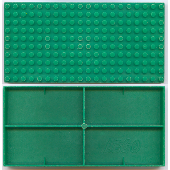 Brick 10 x 20 without Bottom Tubes, with '+' Cross Support and 4 Side Supports (early Baseplate)