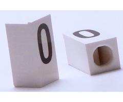 Tile, Modified 1 x 2 x 5/6 with Stud Hole in End and Black 'O' Upper Case Pattern