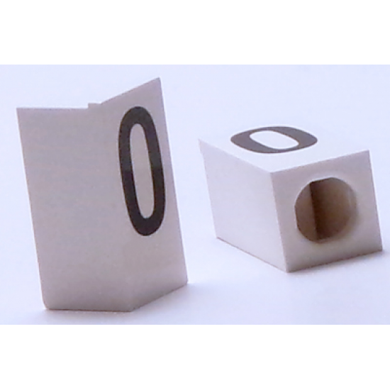 Tile, Modified 1 x 2 x 5/6 with Stud Hole in End and Black 'O' Upper Case Pattern
