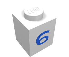 Brick 1 x 1 with Blue '6' Pattern