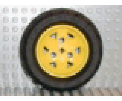 Wheel & Tire Assembly 43.2mm D. x 26mm Technic Racing Small, 3 Pin Holes with Black Tire 68.8 x 36 H (41896 / 41893)
