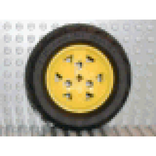 Wheel & Tire Assembly 43.2mm D. x 26mm Technic Racing Small, 3 Pin Holes with Black Tire 68.8 x 36 H (41896 / 41893)
