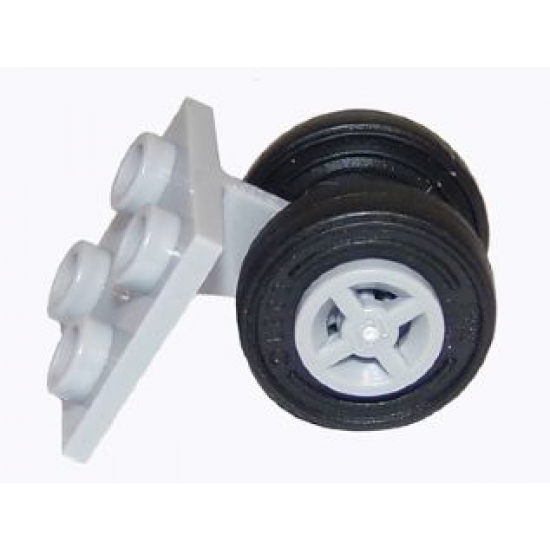 Aircraft Plate, Modified 2 x 2 Thin with Dual Wheels Holder - Split Pins with Light Bluish Gray Wheels and Black Tires (4870 / 4624 / 59895)