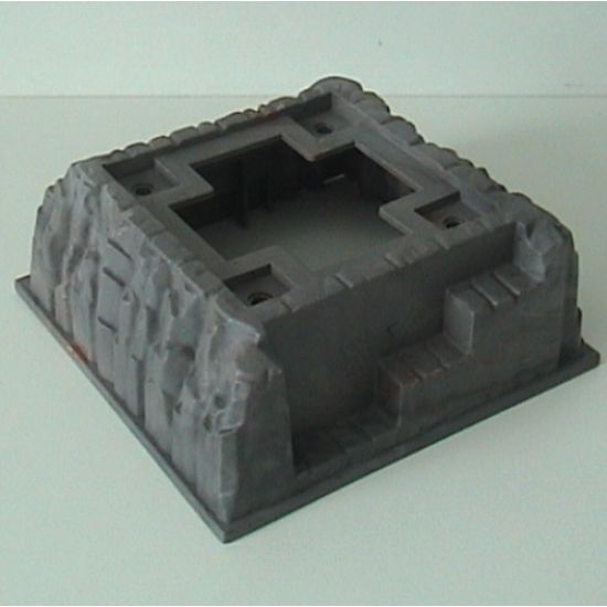 Baseplate, Raised 16 x 16 No Studs with Cross Opening, 4 Holes, Marbled Red, Light Gray, Black Pattern