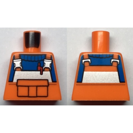 Torso Construction with Reflective Stripe and Buckles, Front Pouch and Red Pen, Blue Shirt Pattern