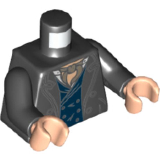 Torso Jacket with Lapels, Dark Blue Vest and Dark Tan Ascot Pattern / Black Arms / Light Nougat Hands