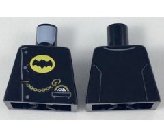 Torso Coat Chauffeur with 3 Side Buttons, Batman Logo in Yellow Oval, Gold Pocket Watch Pattern