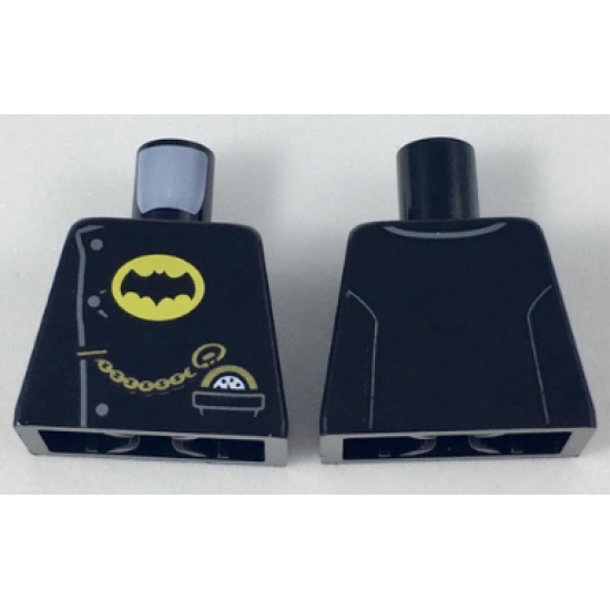 Torso Coat Chauffeur with 3 Side Buttons, Batman Logo in Yellow Oval, Gold Pocket Watch Pattern