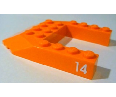 Wedge 6 x 8 Cutout with White Number '14' on Both Sides Pattern (Stickers) - Set 10233