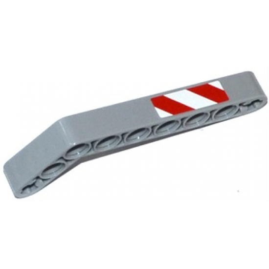 Technic, Liftarm 1 x 9 Bent (7 - 3) Thick with Red and White Danger Stripes Pattern Model Right Side (Sticker) - Set 42028