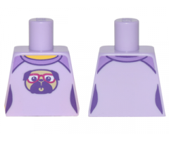 Torso Female Outline Shirt with Medium Lavender Shoulders and Pug Dog with Red Glasses Pattern