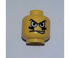 Minifigure, Head Male White Eyes, Black Eyegrease, Wavy Mouth Pattern - Blocked Open Stud