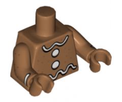 Torso White Icing and Buttons Pattern (Gingerbread Man) / Medium Nougat Arms with White Icing Stripe / Medium Nougat Hands