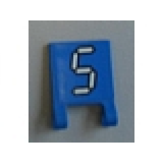 Flag 2 x 2 Square with White Number 5 with Black Outline on Blue Background Pattern (Sticker) - Set 3569