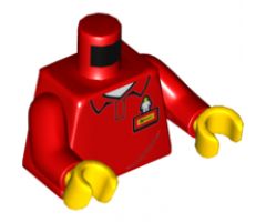 Torso Polo Shirt with White Minifigure Emblem, Yellow Name Tag and 'LEGOLAND' on Back Pattern / Red Arms / Yellow Hands