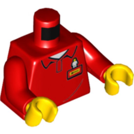 Torso Polo Shirt with White Minifigure Emblem, Yellow Name Tag and 'LEGOLAND' on Back Pattern / Red Arms / Yellow Hands