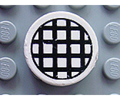 Tile, Round 2 x 2 with Black Grid Small Pattern