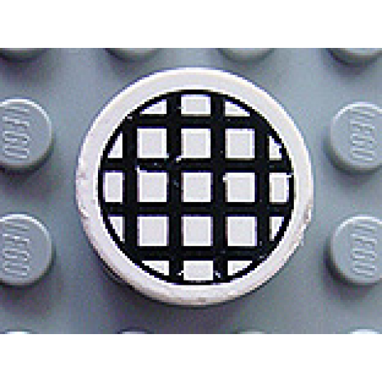 Tile, Round 2 x 2 with Black Grid Small Pattern