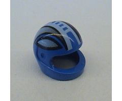 Minifigure, Headgear Helmet Motorcycle (Standard) with Black Stripes and White Broken Stripe Down the Middle Pattern