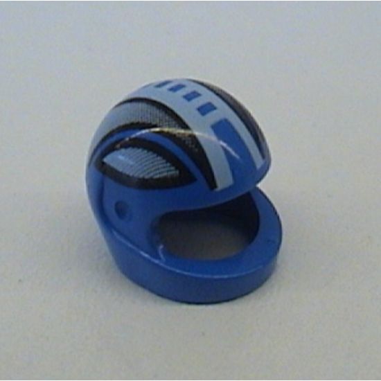 Minifigure, Headgear Helmet Motorcycle (Standard) with Black Stripes and White Broken Stripe Down the Middle Pattern