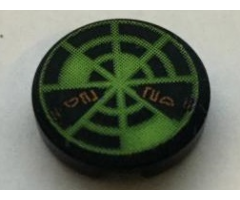 Tile, Round 2 x 2 with Neon Green Radar Type 6 Pattern (Sticker) - Set 7692