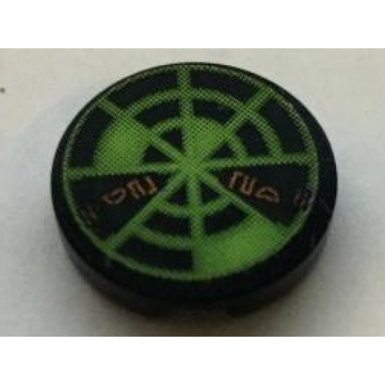 Tile, Round 2 x 2 with Neon Green Radar Type 6 Pattern (Sticker) - Set 7692