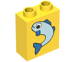Duplo, Brick 1 x 2 x 2 with Fish Small Pattern
