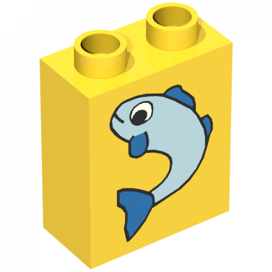 Duplo, Brick 1 x 2 x 2 with Fish Small Pattern