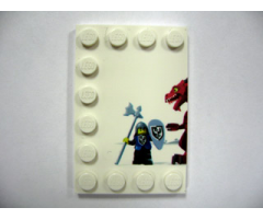 Tile, Modified 4 x 6 with Studs on Edges with Dragon and Knight Left Half Pattern